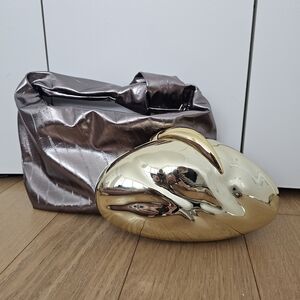Metallic Bronze Bag with Gold Clutch